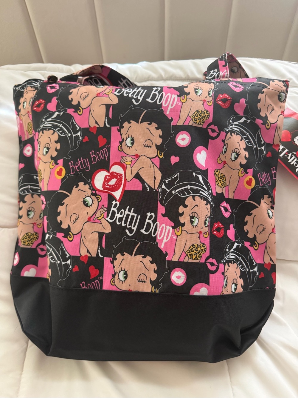 Betty Boop Black and Pink Patterned Tote